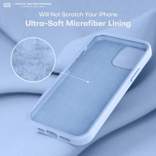 Image of LOVE 3000 Compatible with iPhone 12 Pro Max Case | Thickening Liquid Silicone | Anti-Scratch Microfiber Lining | Full-Body Duty Heavy Protection Case for iPhone 12 Pro Max Women Girls, Light Blue