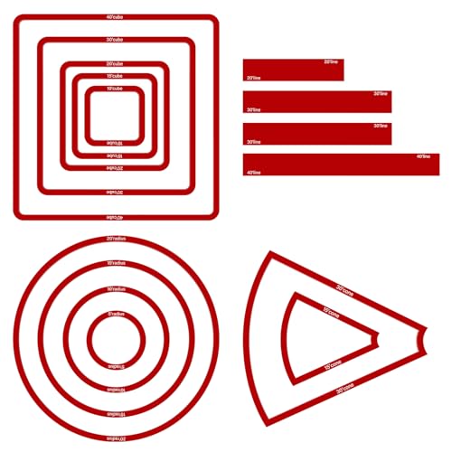 Sintuff 15 Pcs Spell AOE Damage Template Translucent Acrylic Area of Effect Spell Set Include 5 Cube 4 Circle 2 Cone 4 Line Templates for Gifts Tabletop RPG Gaming Accessories(Red)