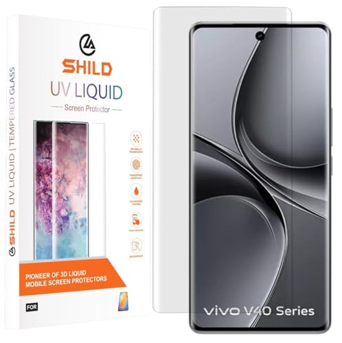 Image of SHILD Advanced HD+ UV Tempered Glass Screen Protector for Vivo V40 / Vivo V40 Pro 5G (6.78 Inch, Pack of 1) | Full Adhesive UV Curved Edge | HD Clarity | 9H Hardness | Case Friendly | Installation Kit Included