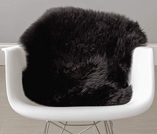 YDFYX Lammfell Schaffell Teppich Kunstfell Dekofell in Super weich Lammfellimitat Teppich Longhair Fell Optik Nachahmung Wolle Bettvorleger Sofa Matte (Schwarz, 50 x 80cm)