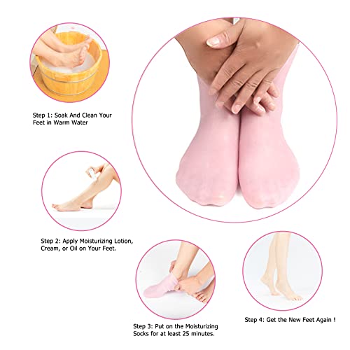 Moisturizing Socks, Long Silicone Socks, Aloe Socks, Soft Gel Socks, Women Foot Spa Pedicure Socks For Repairing Cracked Heel, Dry Feet, Softening Calluses, Rough Skin #TOP3