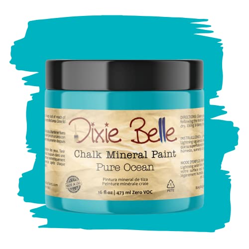 Dixie Belle Paint Company Chalk Finish Furniture Paint | Pure Ocean (16 Fl Oz) | Matte Bright Teal Chic Chalk Mineral Paint | DIY Furniture Paint | Made in the USA