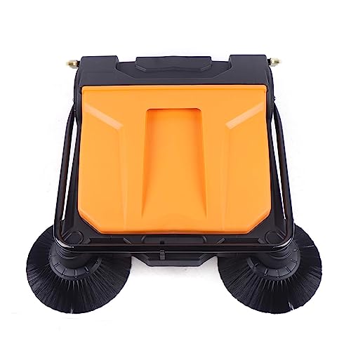 Balai de sol commercial, outil de nettoyage manuel avec grande poubelle pour espaces extérieurs, garages et allées