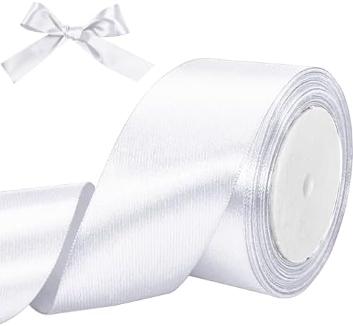 Amazon.com: Luomorgo 2 Inch Satin Ribbon, 25 Yards White Satin Ribbon ...