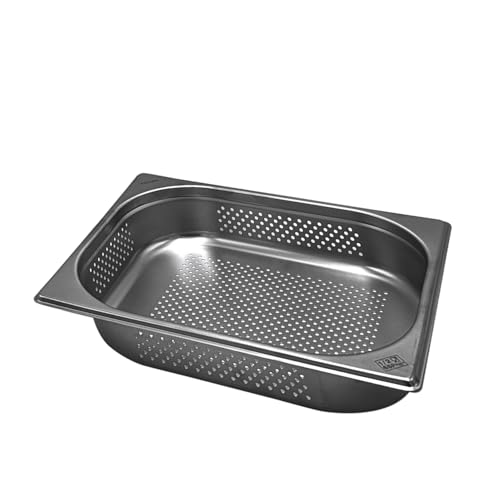 Comas Recipiente perforado Gastronorm GN 1/2, 325 x 265 mm, acero inoxidable, apilable, resistente - neveras, hornos, estantes, dispensas, carros - profesional, catering (H65 mm)