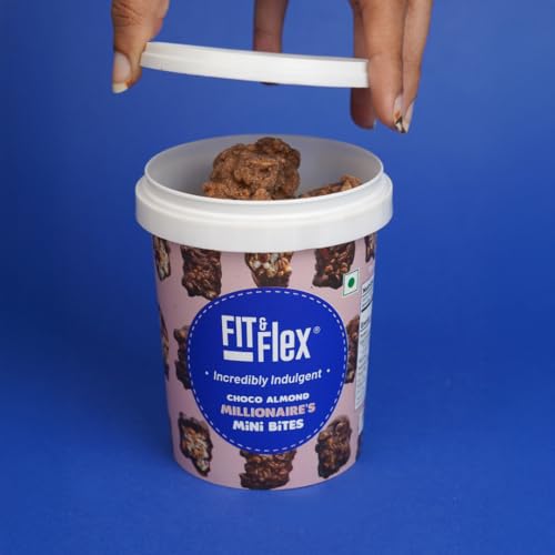 Image of Fit & Flex Choco Almond Mini Bites with Oat Rich Multigrain, High Fibre and High Protein, No Artificial Colours & Flavours Granola Bars - As Seen on Shark Tank India - 70 g (Pack of 1)
