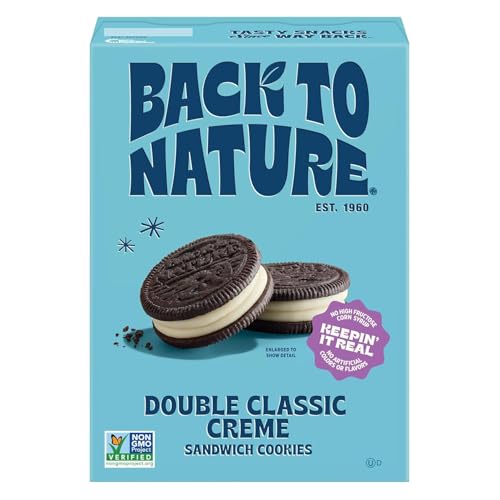 Back to Nature Double Creme Sandwich Cookies, Plant-Based, Non-GMO, Vegan Friendly, Made with Wheat Flour, Snack Happy, 8.25 oz Box