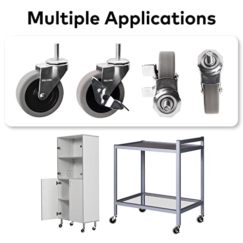 Deliver 75SBLPR-4N 3 Inch, Locking Swivel Caster Wheels, Set Of 4,Heavy Duty With Nylon Nuts For Carts, Replacement Rubber Wheels, Threaded Stem 3/8"-16 X 1 Inch Caster thumb #7