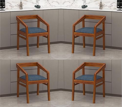 Image of SUNCOM Solid Sheesham Wood Chair Set of 4 for Living Room | Wooden Dining Chair | Home Dining Room Furniture (Natural Finish, 4 Chairs)