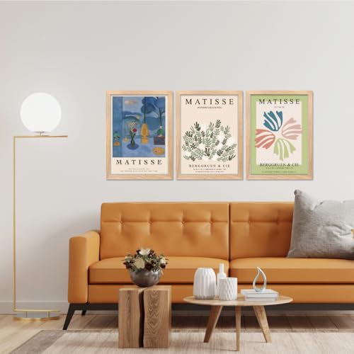 Image of Good Hope Set of 3 Henri Matisse Wall Art Paintings Framed Poster 10x13 Inch Frame Posters for Cafe Restraunt Home Decor, Living Room, Bedroom, Kitchen, and Office Wall Decoration Classic Aesthetic Wooden art Photo Frames