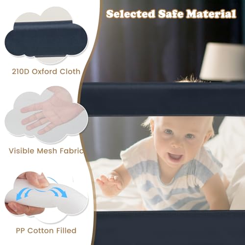 Image of BABY JOY Bed Rails for Toddlers, Extra Long, Swing Down Safety Bed Guard for Convertible Crib, Folding Baby Bedrail for Kids Twin, Double, Full Size Queen & King Mattress (71 inch, Dark Gray)