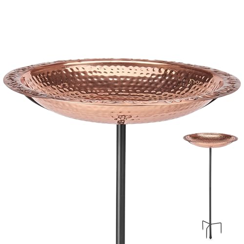 Good Directions BBG18 Copper Bird Bath, Includes Garden Pole, 18” Diameter Basin, Polished Copper