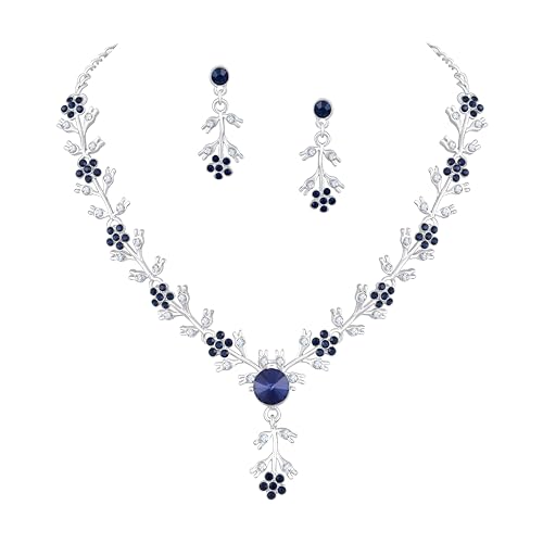 Image of Atasi International American Diamond Style Silver Plated Necklace with Earrings Jewellery Set for Women - Perfect for Party, Wedding, and Engagement