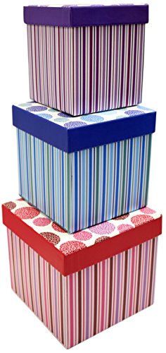 ALEF Elegant Decorative Themed Nesting Gift Boxes -3 Boxes- Nesting Boxes Beautifully Themed and Decorated - Perfect for Gifts or Simple Decoration Around The House! (Square Dazzling Dots)