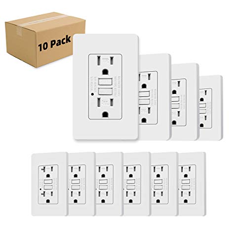 15A GFCI Outlet Tamper Resistant Receptacle with LED Indicator, 15 Amp 125 Volt Screwless Wallplates Included ETL listed White MICMI (15A GFCI 10pack)