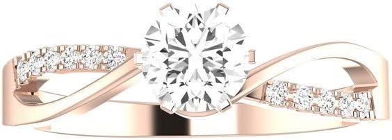 Houston Diamond District 1.08 to 3.08 Carat LAB GROWN DIAMOND Elegant Twisting Split Shank Round Cut Diamond Engagement Ring (E-F Color VS1-VS2 Clarity)
