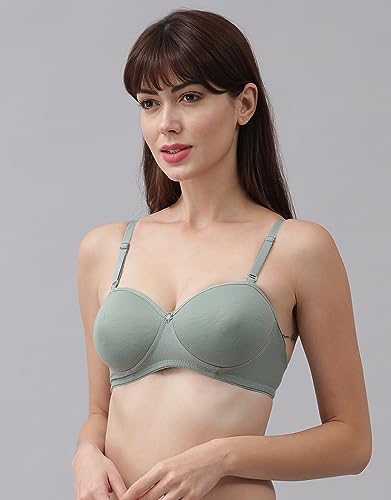 Image of SPUNN Women's Cotton Blend Light Padded Wirefree Full Coverage T-Shirt Bra Combo
