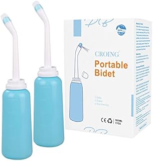 CROING- Pack of 2-500ml Travel Bidet Bottle for Postpartum Essentials - Upside Down Squeeze Flusher Bottle - Portable Bidet (Green)