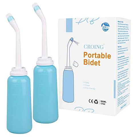 CROING- Pack of 2-500ml Travel Bidet Bottle for Postpartum Essentials - Upside Down Squeeze Flusher Bottle - Portable Bidet (Green) Cover