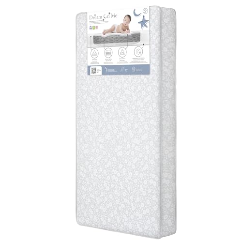Dream On Me Nap Nest Crib and Toddler Mattress, Dual-Sided - Infants & Toddlers, Waterproof 5” Mattress with 88 Interwoven Coils, 75% Recycled Fiber, GREENGUARD Gold & BSA Certified – Daisy Dreams