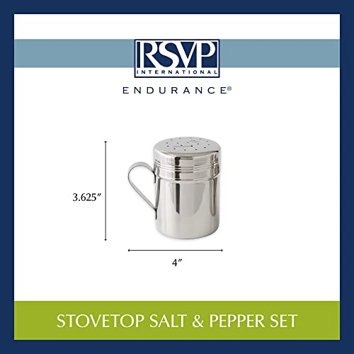 RSVP International Endurance Kitchen Shaker Collection, Dishwasher Safe, Salt & Pepper Set, 10-Ounce, Stainless Steel - Thumbnail 7