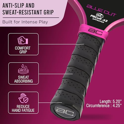 Blue Cut Pickleball Paddle – USAPA Approved Pickleball Paddles Racket with T700 Carbon Fiber, 16mm Honeycomb Core, Spin Surface, Pro Power Speed & Control – Includes Carry Bag - image 4