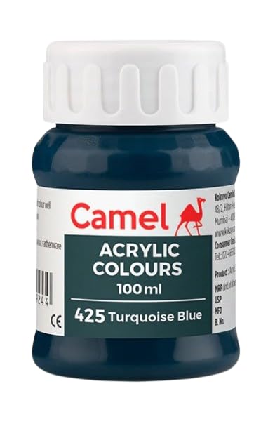 Image of Acrylic Colour 100ML - Versatile, Permanent, and Skin-Friendly Paint for Multiple Surfaces | (Turquoise Blue 425)