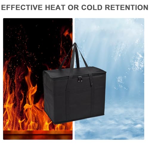 Fychuo Cool Bag 30L Cool Bags Large Cooler Bag Foldable Picnic Bag Thermal Food Delivery Bag Insulated Shopping Bag Cool Box Camping Coolers Waterproof Cooling Bag Black - Image 6