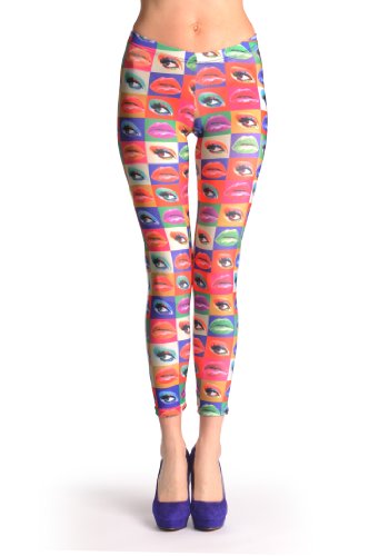 Medias y leggins Colourful Lips & Eyes - Leggings - Multicolor Leggings Talla Unica (32-38)
