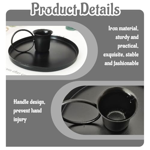 Bougeoirs en Fer Forgé Noir 2 Pièces, Décoration De Style Rétro, Ameublement, Adapté Aux Tables À Manger Et À La Création D'Atmosphère. – Image 4