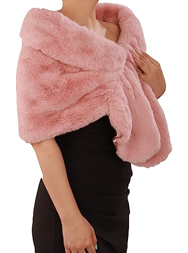Octwine Faux Fur Shawls Wraps Wedding Bridal Bridesmaids Fur Stoles Cover Up Warm Fur Scarfs Fashion Shawls for Women4