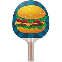 Cheeseburger Colorful Design Ping Pong Paddle, Premium 5 Ply Table Tennis Racket Black on Back