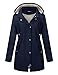 LOMON Women Rain Jacket Lightweight Hooded Jackets Women Lined Trench Coats Waterproof Outdoor Hiking Raincoat Navy Blue L (Cute Plaid Lining)
