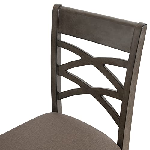 Leick Wood Double Cross Back Counter Height Barstool, Greystone Finish, Moss Heather Seat, Set Of 2 #TOP4