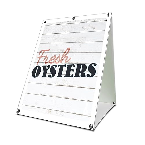 Oysters 24" x 36" A-Frame Sidewalk Sign| Advertise Your Business | Images On Both Sides | Seafood Restaurant Raw | Made in The USA