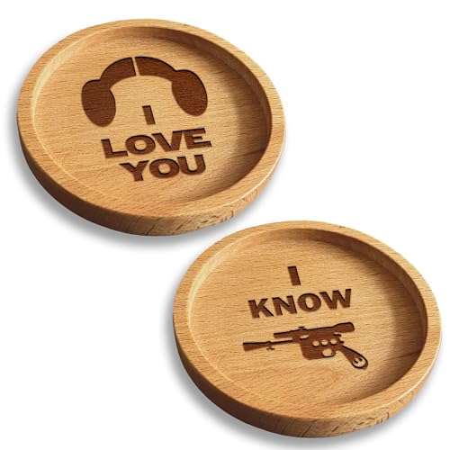 Space Wars Inspired Couples Coaster Set, White