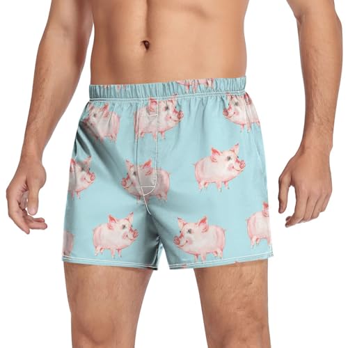 Men's Cotton Boxers Briefs Cute Pig Breathable Boxer Shorts Underwear with Button Fly3