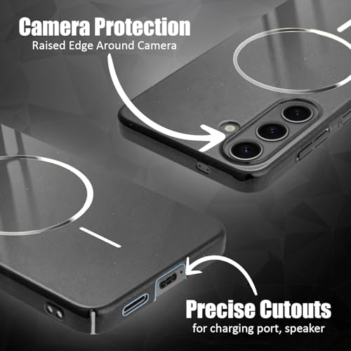 Image of AIBEX Ultra-Thin MagSafe Back Cover Case Compatible with Samsung S25 Ultra| Slim Fit Scratch-Resistant Matte | Magnetic Wireless Charging | Microfibre Lining | Camera Protection (PC Material) - Black