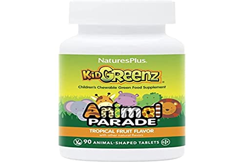 Naturesplus Animal Parade Kidgreenz, Tropical Fruit Flavor - 90 Animal-Shaped, Chewable Tablets - Vegetarian, Gluten Free - 90 Servings #TOP6