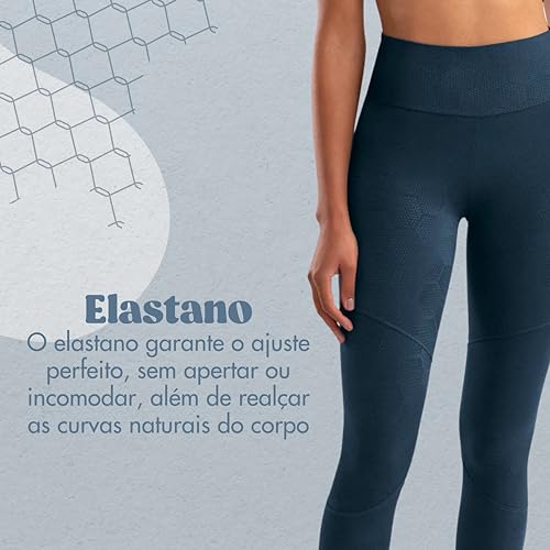 Calça Legging Academia Legging Cintura Alta Legging Fitness She by Mash Feminina | Azul | G