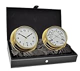 MASTER-MARINER First Light Collection, Nautical Cabin Gift Set, 5.75” Diameter Clock and Comfort Meter...