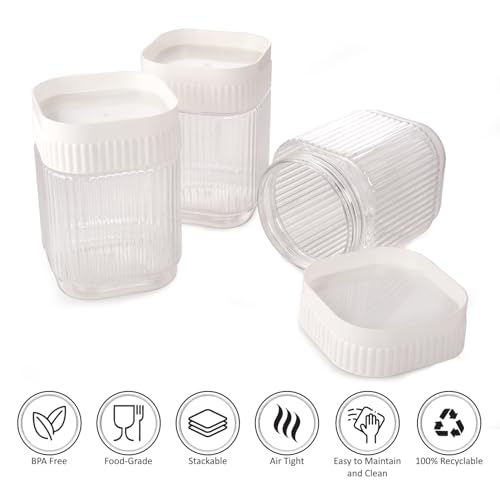 Image of Nayasa Refresh Container 750ML BPA Free Food Grade Airtight Kitchen Storage Stackable Containers- Set Of 6 | White