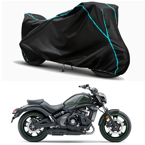 Image of Waterproof Bike Body Cover Compatible for | KawasaVulcan S | Taffeta Fabric, Sky Piping Design, Bottom Elastic Fit | Dustproof, Sun UV & Rain Protection for All Weather.