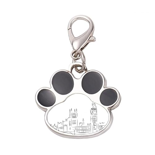 DIYthinker?Sketch UK Landmark Flag Mark Illustration Pet Tag Keychain Dog Cat ID