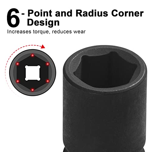 Image of JETECH 1 /2 Inch Drive 17mm Standard Impact Socket, Metric, Chrome Molybdenum Alloy Steel (Cr-Mo), 6-Point Design, Cold Forged & Heat Treated for Automotive & Heavy-Duty Use
