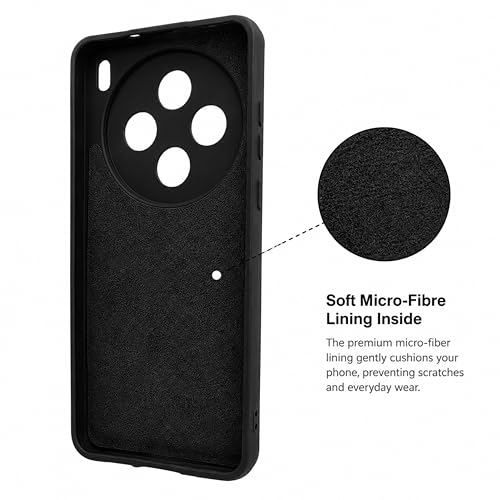 Image of SBMS Silicone Back Cover Case for Vivo X200T 5G | Soft Micro-Fibre Lining Inside | Magsafe Print On Back Side Camera Protection Bump | Shockproof Case for Vivo X200T 5G (Black)