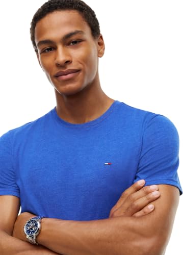 Tommy Jeans Herren-T-Shirt, kurzärmelig, Rundhalsausschnitt, Blau (Deep Marine Htr), M – Ansicht 3