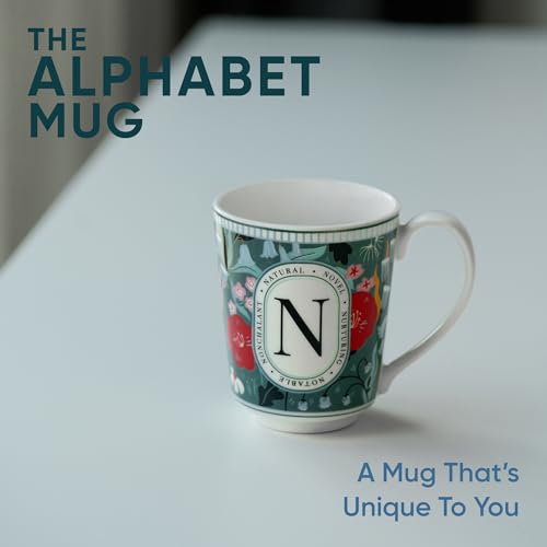 Image of Shay Alphabet Mug, 1 Pc, N, 300ml | Ceramic Mug |Glossy Finish | Ceramic Coffee Cup | Porcelain | Microwave Safe (Alphabet Mug - N)