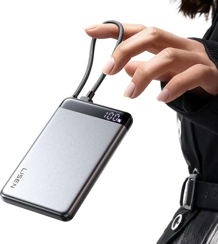 LISEN Powerbank CCC, Powerbank 20,000 mAh, 35 W, Mit Kabel Compatible with iPhone 17/16 Series, Xiaomi 17 Pro Max, Samsung S25 Series, Travel Aeroplane Essential Gadgets