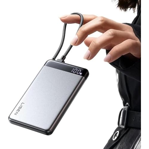 LISEN Powerbank CCC, Powerbank 20,000 mAh, 35 W, Mit Kabel Compatible with iPhone 17/16 Series, Xiaomi 17 Pro Max, Samsung S25 Series, Travel Aeroplane Essential Gadgets